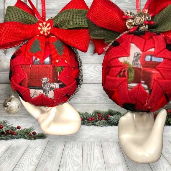 Christmas Ornament, Red Truck W/Dog, Country Chic, X-Mas Gift/Present, Handmade - Picture 11 of 16